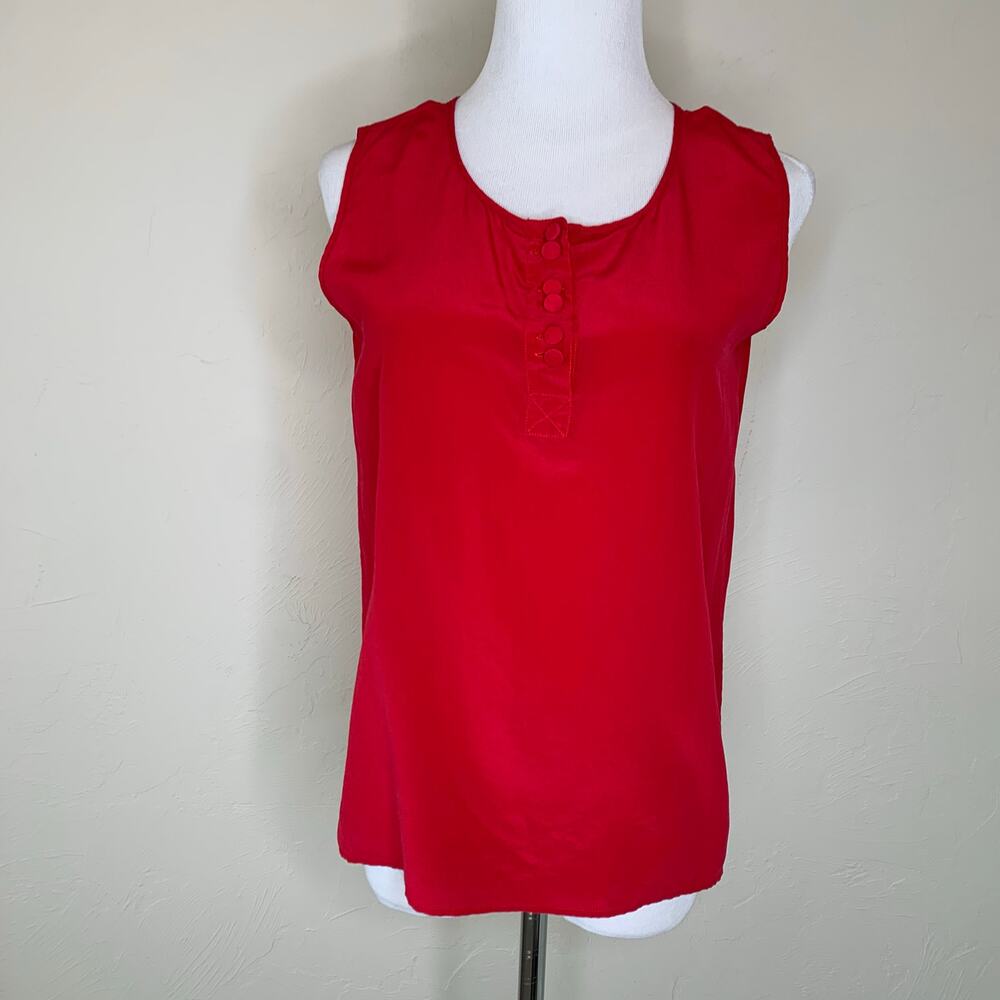 Milano Red Silk Sleeveless Blouse Sz Small Medium 38